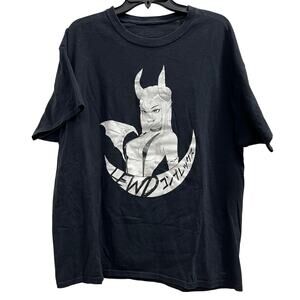 black "Lewd Complex" graphic T-shirt featuring a demon girl SZ XL